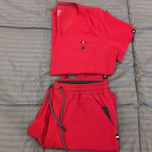 Scrubs and Beyond Red Cheer Scrub Set